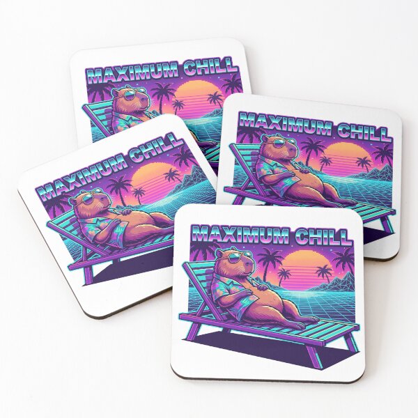Item preview, Retro 80s Synthwave Capybara Maximum Chill Beach Art designed and sold by pattman.
