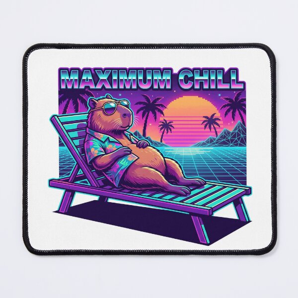 Item preview, Retro 80s Synthwave Capybara Maximum Chill Beach Art designed and sold by pattman.