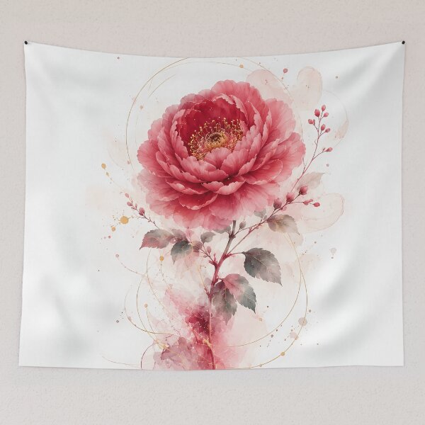 Item preview, Elegant Pink Peony Watercolor Botanical Floral Art designed and sold by ManJiangHong.
