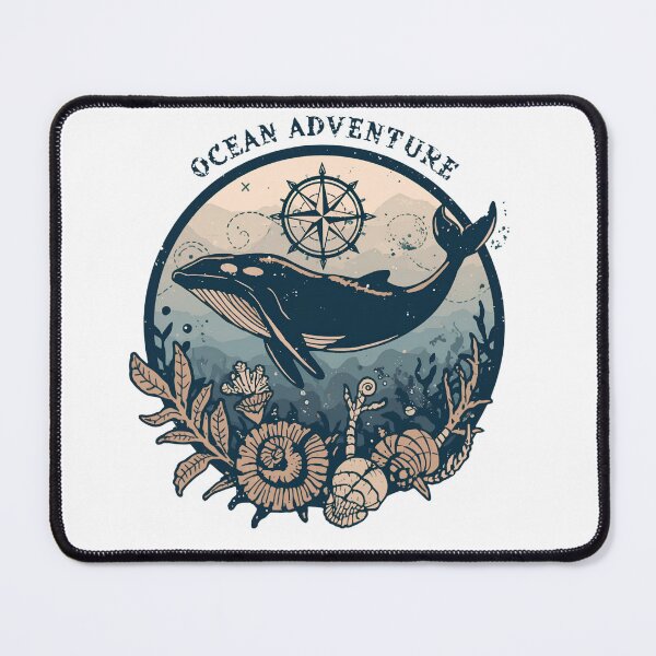 Item preview, Ocean Adventure Whale Compass Rose Seashells Vintage Nautical Marine Art T-Shirt designed and sold by QuirkyCloud Designs.