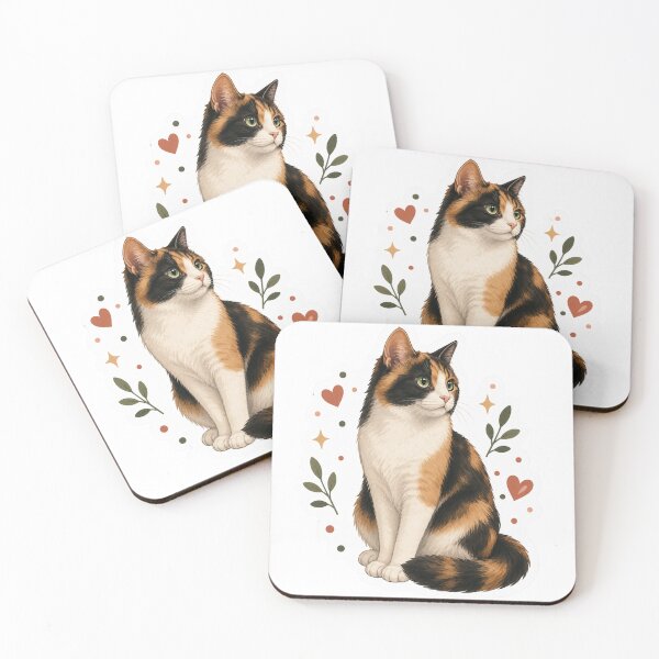 Aperçu de l'œuvre Chat calico à motifs floraux créée et vendue par RealEqEdit.