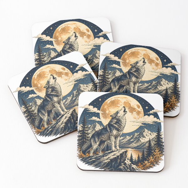 Item preview, Wolf Howling at Full Moon Mountain Wilderness Vintage Engraving Style T-Shirt TAGS (Redbubble — 15 tags designed and sold by QuirkyCloud Designs.