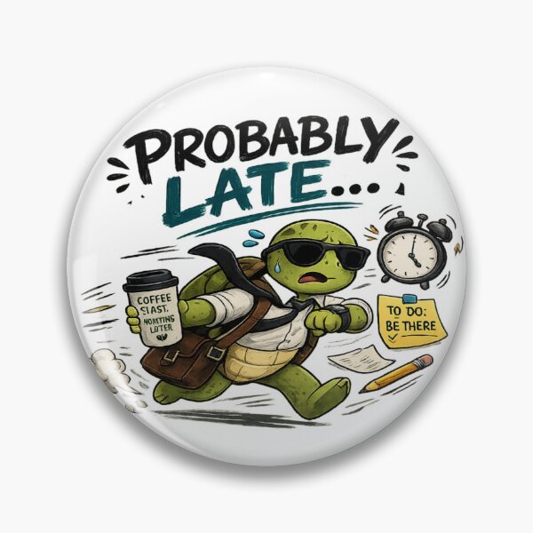 Item preview, Probably Late... – Funny Rushing Turtle Sticker designed and sold by Genzfirevibes.