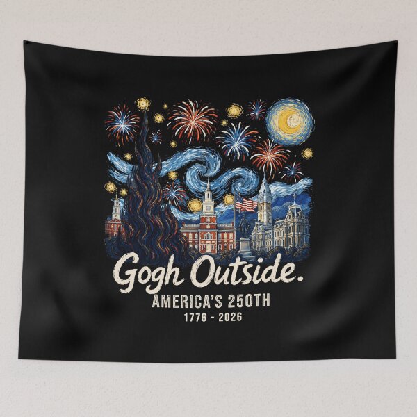 Item preview, Gogh Outside America's 250th 1776 2026 Starry Night USA designed and sold by AnitaBice.