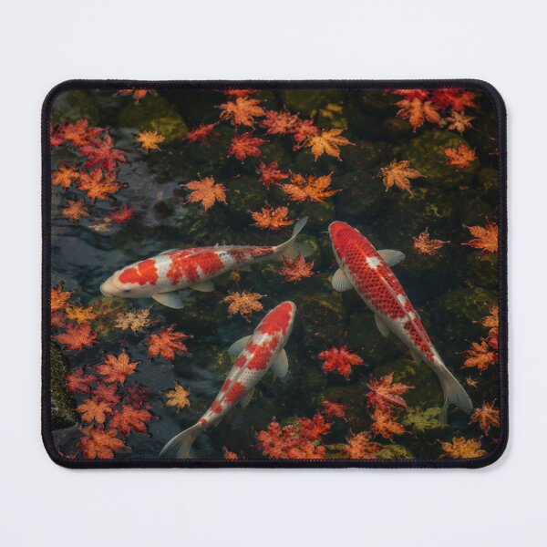 Item preview, Koi Fish and Autumn Maple Leaves | Fine Art Nature Photography designed and sold by ApexAnimal Art.