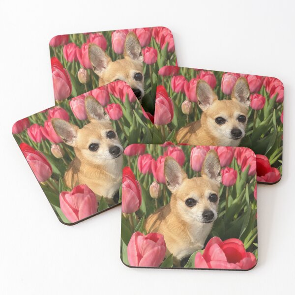 Item preview, Cute Chihuahua among pink tulips designed and sold by APDQC.