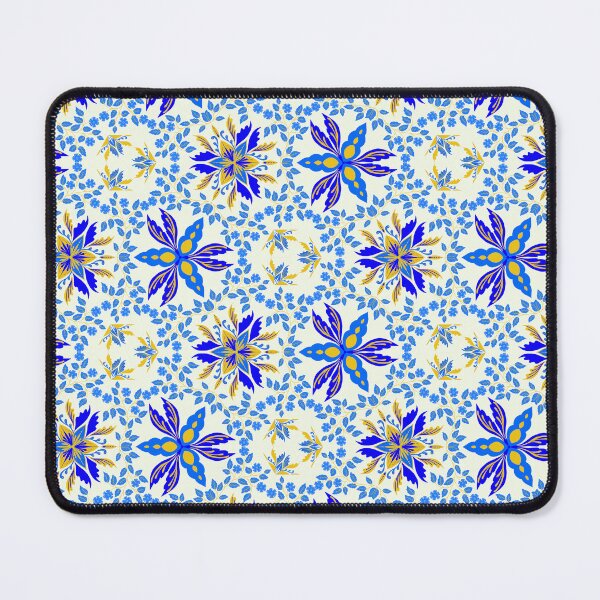 Item preview, Vibrant Blue and Yellow Geometric Floral designed and sold by LyoniHERA.