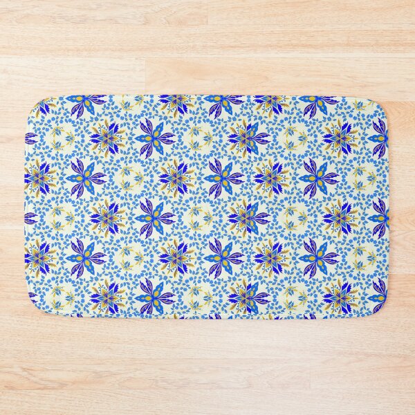 Item preview, Vibrant Blue and Yellow Geometric Floral designed and sold by LyoniHERA.