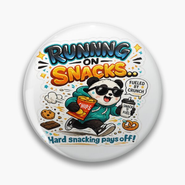 Item preview, Running On Snacks – Snack Lover Panda Sticker designed and sold by Genzfirevibes.