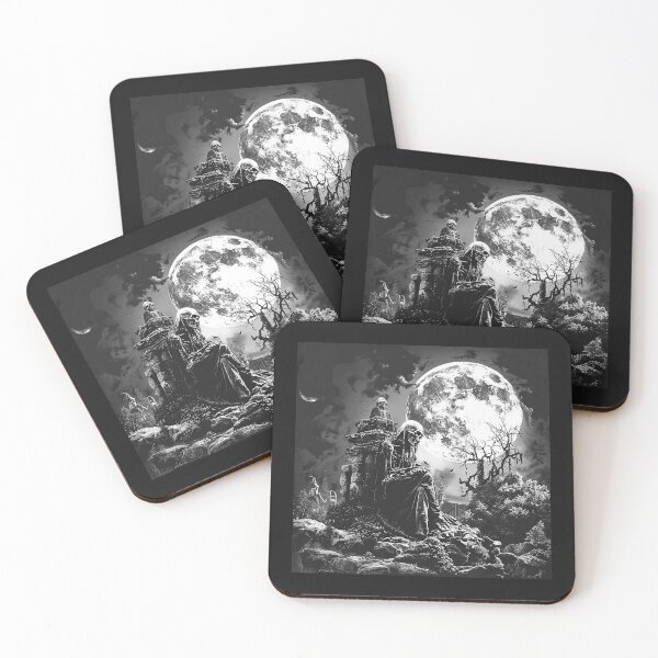 Item preview, Gothic Grim Reaper Beneath Full Moon Dark Fantasy Art designed and sold by inkoutninja.