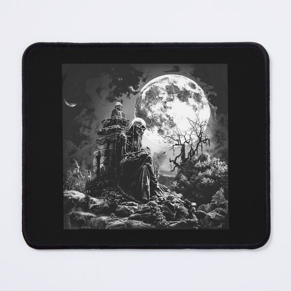 Item preview, Gothic Grim Reaper Beneath Full Moon Dark Fantasy Art designed and sold by inkoutninja.