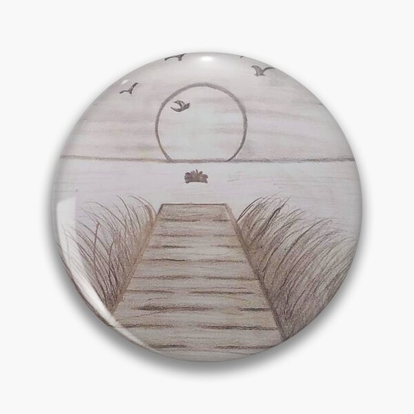 Item preview, Peaceful Dock Sunset Pencil Sketch Art Print designed and sold by CaraSquiresArt.