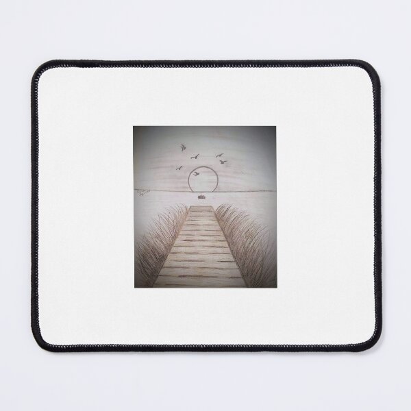 Item preview, Peaceful Dock Sunset Pencil Sketch Art Print designed and sold by CaraSquiresArt.