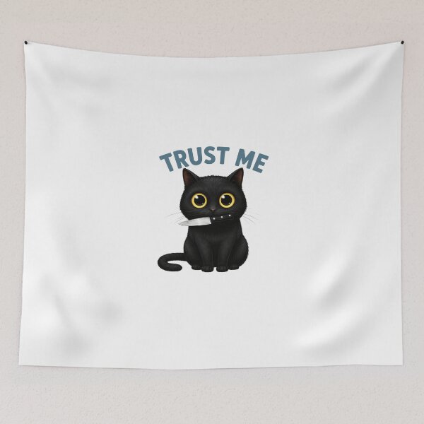 Item preview, Trust Me Black Cat with Knife - Creepy Cute Funny Cat T-Shirt Design designed and sold by PrintAura15.