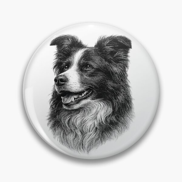 Item preview, Monochrome engraved illustration of a Border Collie designed and sold by Inspired Arts.
