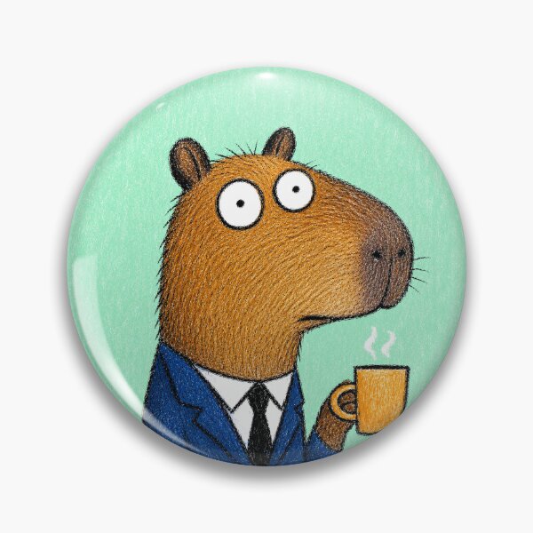 Item preview, Capybara in a Suit Drinking Coffee Funny Office Art designed and sold by 516 Studio.