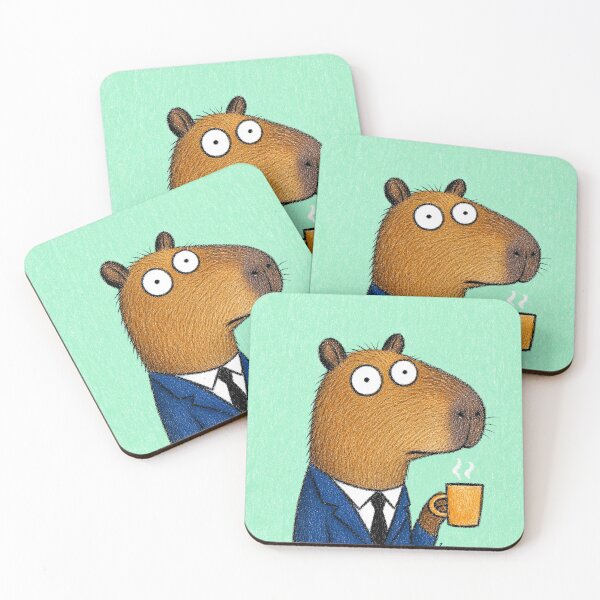 Item preview, Capybara in a Suit Drinking Coffee Funny Office Art designed and sold by 516 Studio.