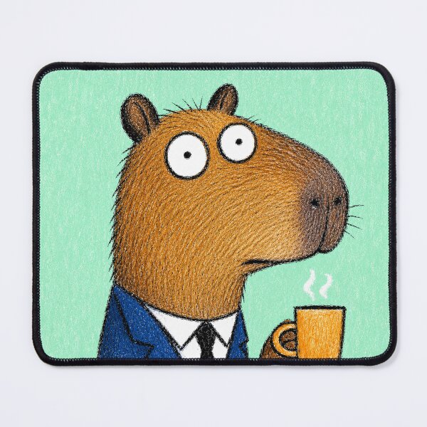 Item preview, Capybara in a Suit Drinking Coffee Funny Office Art designed and sold by 516 Studio.