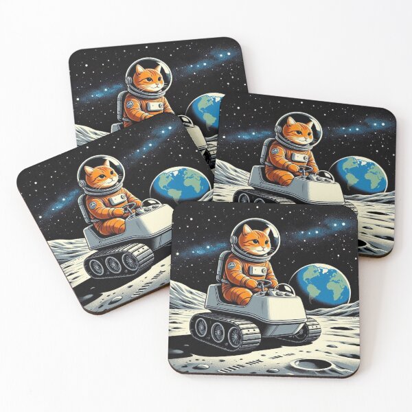 Item preview, Cosmic Cat Astronaut – Whimsical Lunar Rover designed and sold by Dogandesighn.