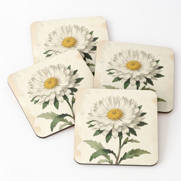 Item preview, Vintage White Aster Botanical Illustration - Antique Floral Art designed and sold by Darlin8888.