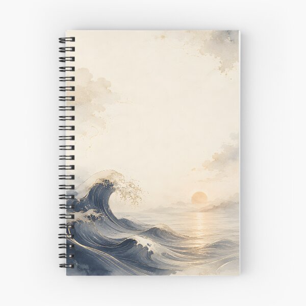 Item preview, Japanese Wave Art Poster - Gentle Waves at Dawn, Minimal Ukiyo-e Ocean Sunrise designed and sold by Yuzanart-japan.
