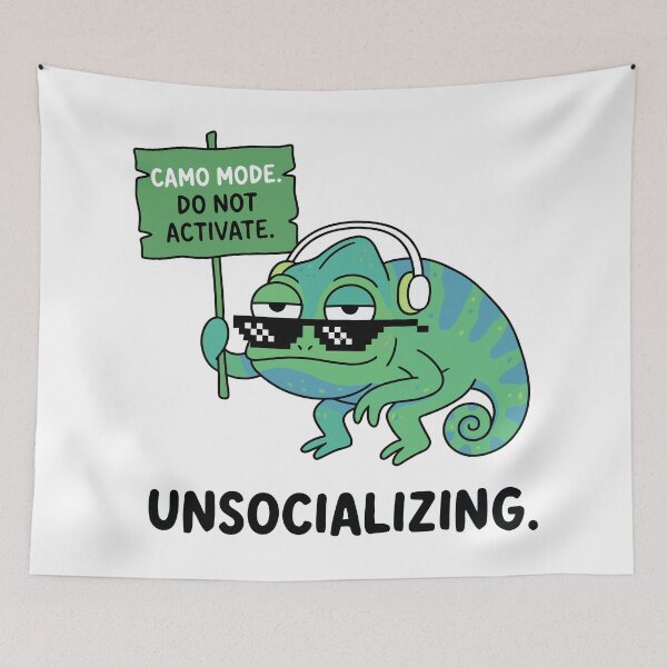 Item preview, Funny Unsocializing Chameleon Camo Mode Introvert designed and sold by Amir Faysal.