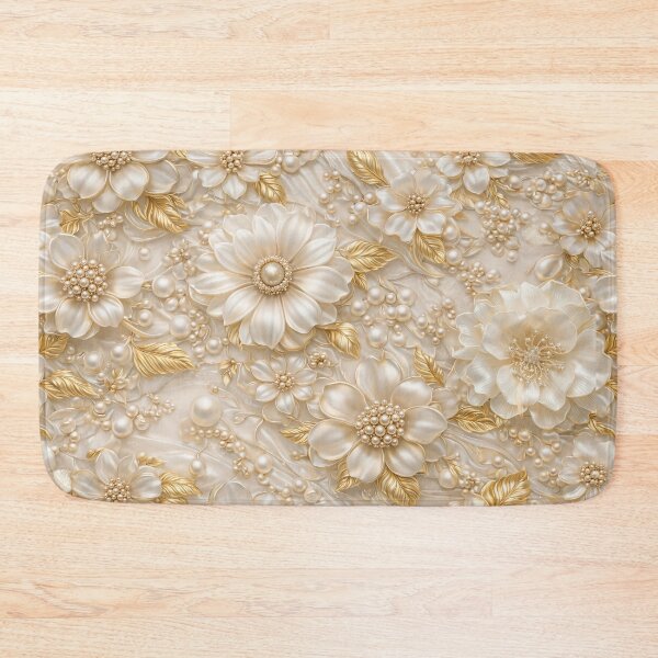 Item preview, 3d cream and gold enamel pattern  designed and sold by Dreamweaver Mandalas.