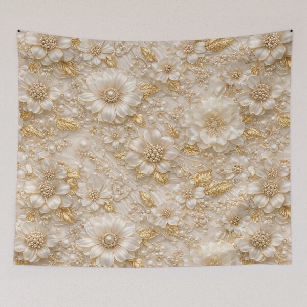 Item preview, 3d cream and gold enamel pattern  designed and sold by Dreamweaver Mandalas.