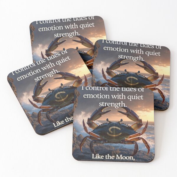 Item preview, Mystical Cancer Zodiac Crab Moon Tide Emotional Strength Art designed and sold by Zodiac Celestial Art.