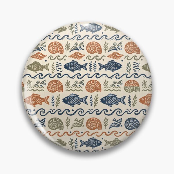 Item preview, Block Print Ocean Pattern Marine Wildlife designed and sold by SplashTastic.