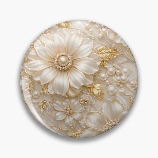 Item preview, 3d cream and gold enamel pattern  designed and sold by Dreamweaver Mandalas.