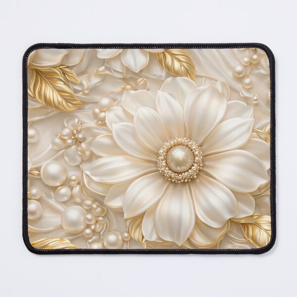Item preview, 3d cream and gold enamel pattern  designed and sold by Dreamweaver Mandalas.