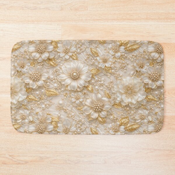 Item preview, 3d cream and gold enamel pattern  designed and sold by Dreamweaver Mandalas.