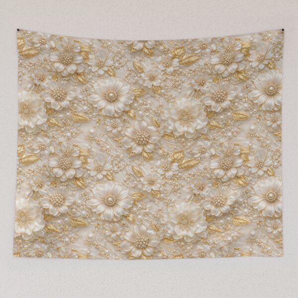 Item preview, 3d cream and gold enamel pattern  designed and sold by Dreamweaver Mandalas.