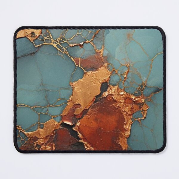 Item preview, Kintsugi Turquoise Marble and Liquid Gold Abstract Crack Pattern designed and sold by LYAN-STORE.