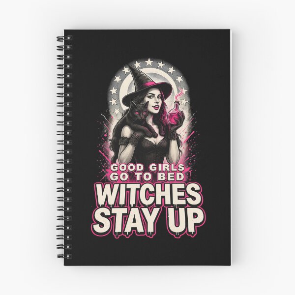 Item preview, Good Girls Go to Bed Witches Stay Up, Glamour Witch Black Cat Potion Horror 80s designed and sold by CryptReel.