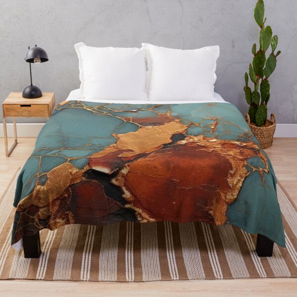 Item preview, Kintsugi Turquoise Marble and Liquid Gold Abstract Crack Pattern designed and sold by LYAN-STORE.