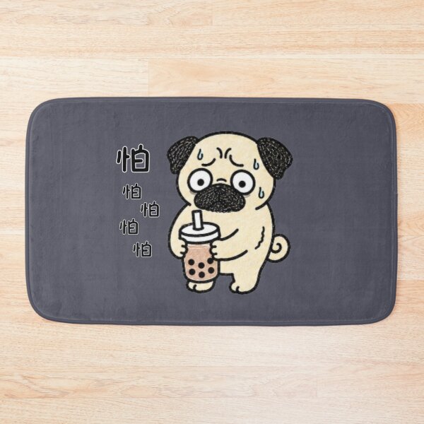Item preview, Cute Nervous Pug with Bubble Tea Kawaii Dog Featuring Traditional Chinese Typography designed and sold by Tiny Paw by jojojo Studio.