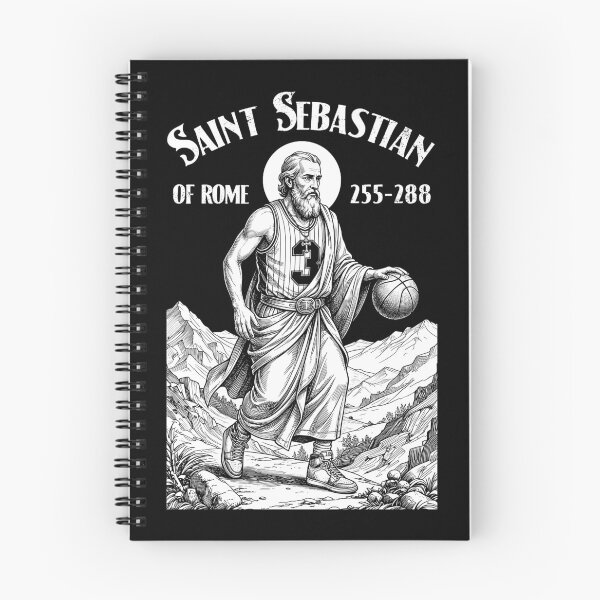 Aperçu de l'œuvre Joueur de basket-ball drôle Saint Sébastien Patron Sport créée et vendue par GrandeDuc.