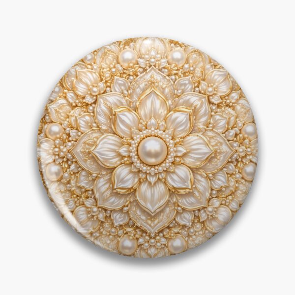 Item preview, 3d cream and gold enamel mandala designed and sold by Dreamweaver Mandalas.