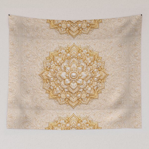 Item preview, 3d cream and gold enamel mandala designed and sold by Dreamweaver Mandalas.