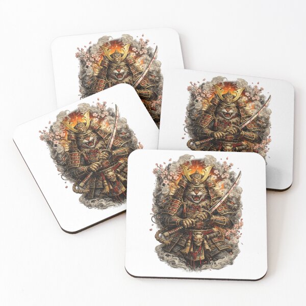 Item preview, Samurai Cat Warrior – Fierce Japanese Oni T-Shirt Design designed and sold by Cavalier-org.