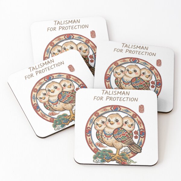 Item preview, Three-Headed Guardian Hawk Korean Folk Art – Protective Minhwa Charm designed and sold by K-Tradition.