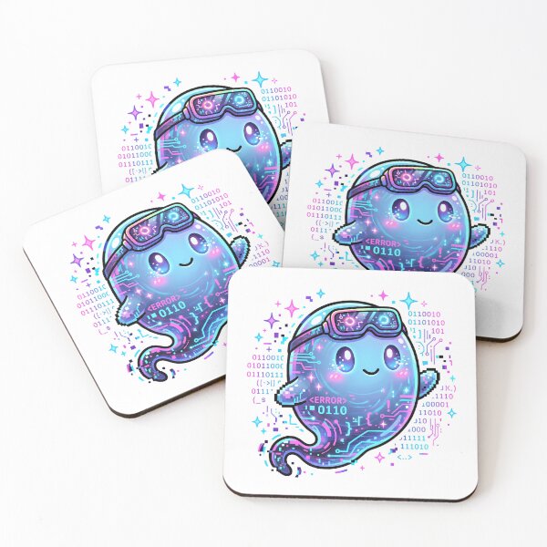 Item preview, Glitch Phantom Cute Horror Mascot | Cosmic Digital Ghost designed and sold by HorrorInkStudio.