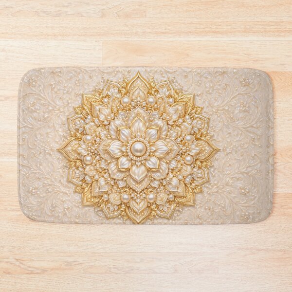 Item preview, 3d cream and gold enamel mandala series designed and sold by Dreamweaver Mandalas.