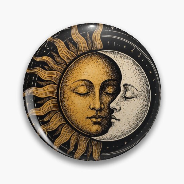 Item preview, Vintage Celestial Sun and Moon Mystical Astrology Tarot Art designed and sold by LYAN-STORE.