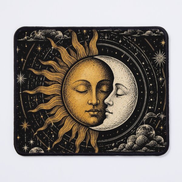 Item preview, Vintage Celestial Sun and Moon Mystical Astrology Tarot Art designed and sold by LYAN-STORE.
