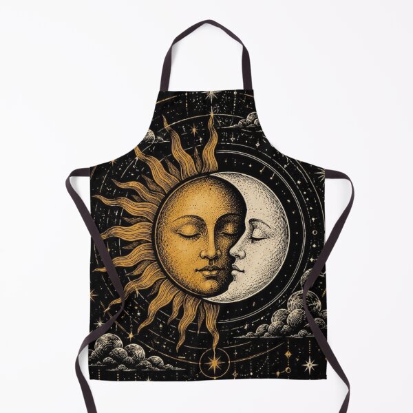 Item preview, Vintage Celestial Sun and Moon Mystical Astrology Tarot Art designed and sold by LYAN-STORE.