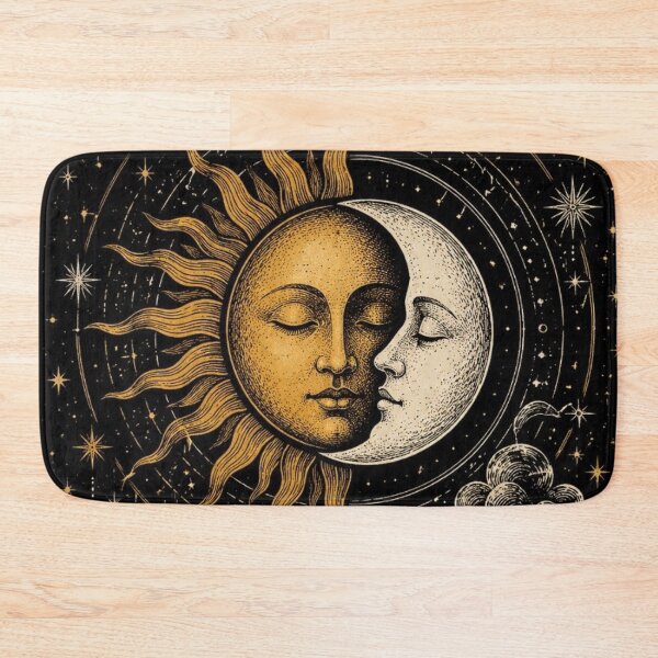Item preview, Vintage Celestial Sun and Moon Mystical Astrology Tarot Art designed and sold by LYAN-STORE.