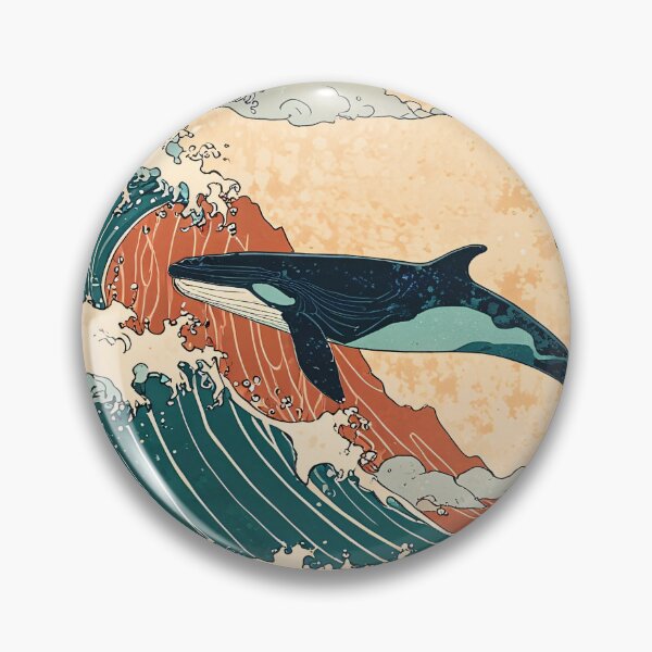 Item preview, Majestic Humpback Whales Over Japanese Waves designed and sold by KiraChie.